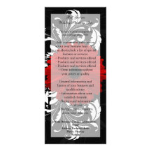 Red, Black, White Gerbera Daisy Menu, Program Customized Rack Card