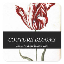Red Black White Tulip Florist Square Stickers