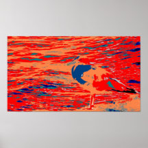 Red Bllue Bird Print