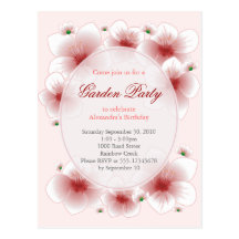 Red Blossom Flowers Romantic Birthday Party Post Card