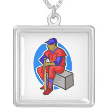 red  blue ball player necklaces