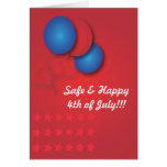 Red Blue Balloons 4th of July Card
