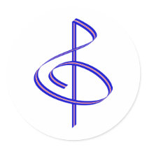 Red & Blue Brushstroke Treble Clef Stickers