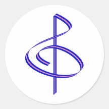 Red & Blue Brushstroke Treble Clef Stickers