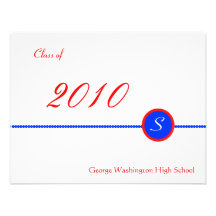 Red & Blue Monogram Photo Invitation