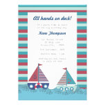 Red Blue Nautical Sailing Boat Birthday Invite