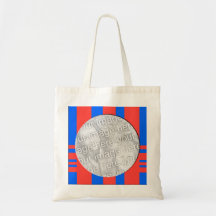 red blue photo frame canvas bag