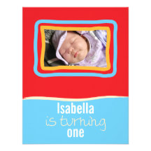 Red & Blue SkyFrame Front Personalized Announcement