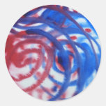 Red, Blue Swirls on Light Grey. Abstract Pattern. Sticker