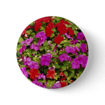 Red Bouquet of begonias flowers Pinback Button