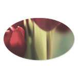 Red Bouquet, Tulips, floral artography, Oval Sticker