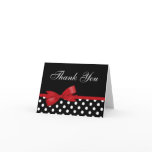 Red Bow Black Polka Dots Thank You