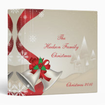 Red Bows Holly Bells Photo Album 3 Ring Binders
