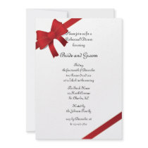 Red Bows Winter Wedding Rehearsal Dinner Invite
