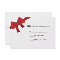 Red Bows Winter Wedding RSVP Response Card Personalized Invite