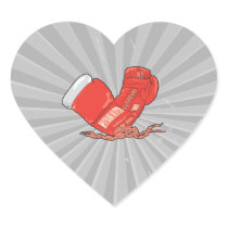 red boxing gloves vector heart sticker
