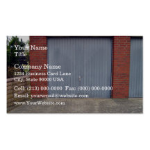 Red Brick Wall and Closed Door Business Card Templates