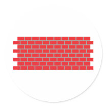 red brick wall round sticker