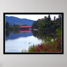 Red Bridge Reflection, Sandpoint, Idaho Poster