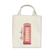 Red British phone booth - London tote Bags