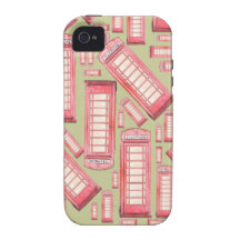 Red British phone booth on green Case-Mate iPhone 4 Cover
