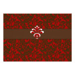 Red & Brown Brocade rsvp with envelopes Invite