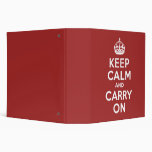 Red Brown Keep Calm and Carry On 3 Ring Binders
