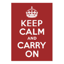 Red Brown Keep Calm and Carry On Business Card