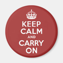 Red Brown Keep Calm and Carry On Fridge Magnets