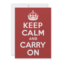Red Brown Keep Calm and Carry On Invite