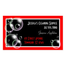 Red Bubbles Cleaning Service Business Cards
