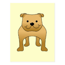 Red Bulldog. Dog Cartoon. Post Card