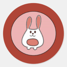 Red bunny Pink Bunny Round Sticker