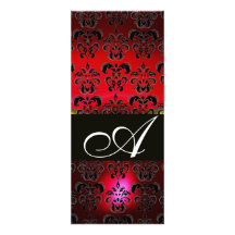 RED BURGUNDY BLACK DAMASK MONOGRAM ruby white Personalized Invite