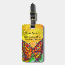RED BUTTERFLY IN GOLD YELLOW SPARKLES Monogram