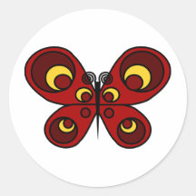 Red Butterfly Round Sticker