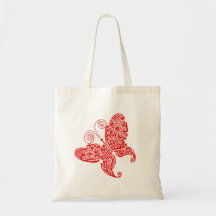 Red Butterfly Tote Bag