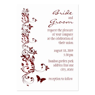 Wedding Invitation Card Templates on Red Butterfly Wedding Invitation Business Card Template At Zazzle Ca