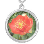 Red cactus flower necklace