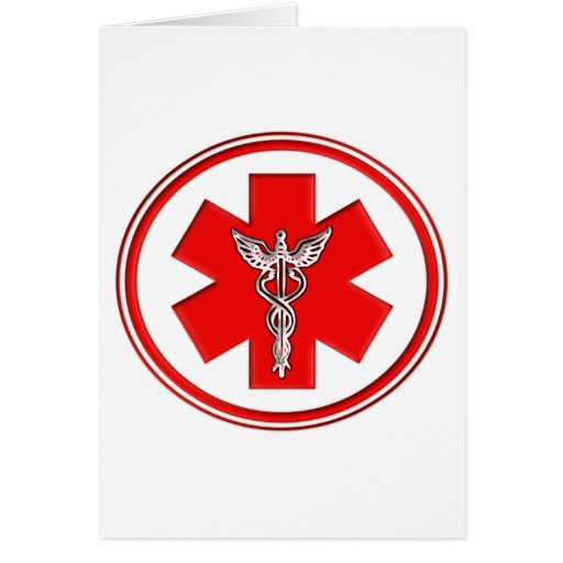 Red Caduceus Greeting Cards