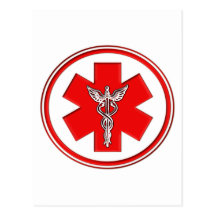 Red Caduceus Postcards