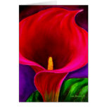 Red Cala Lily Flower Painting Art - Multi Greeting Card