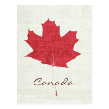 red Canadian maple leaf postcard