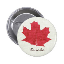 Red Canadian maple leaf symbol Button