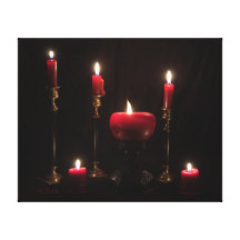 Red Candle Group with Black and Gold Candlesticks Stretched Canvas Prints