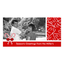 Red Candy Cane Photo Card