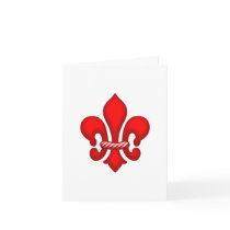 Red Candy Holiday Fleur de lis Cards