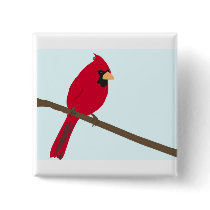 Red Cardinal Pinback Buttons