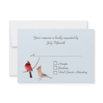 Red Cardinals Wedding RSVP Card Personalized Invite