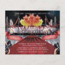 Red Carpet Birthday Invitation Personalized Flyer
